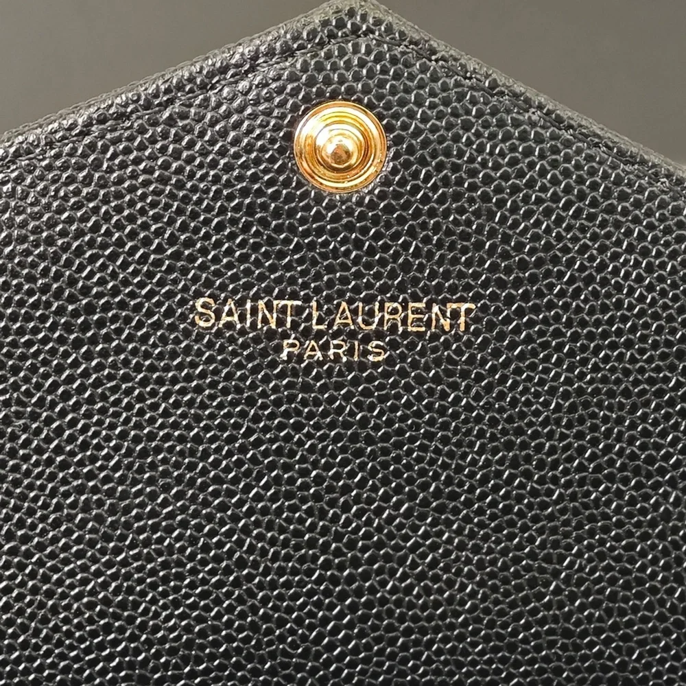 Yves Saint Laurent Quilted Black Clutch with Gold Accent